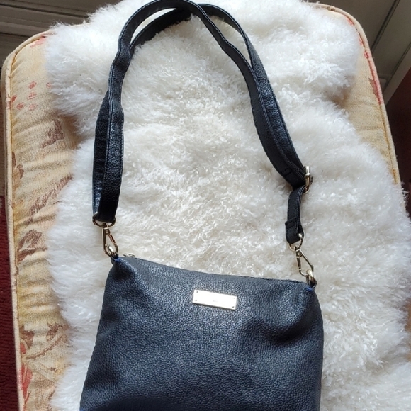 BCBG Paris Blue Crossbody Bag with Gold Accents Approx 10 X 8 - Picture 6 of 12